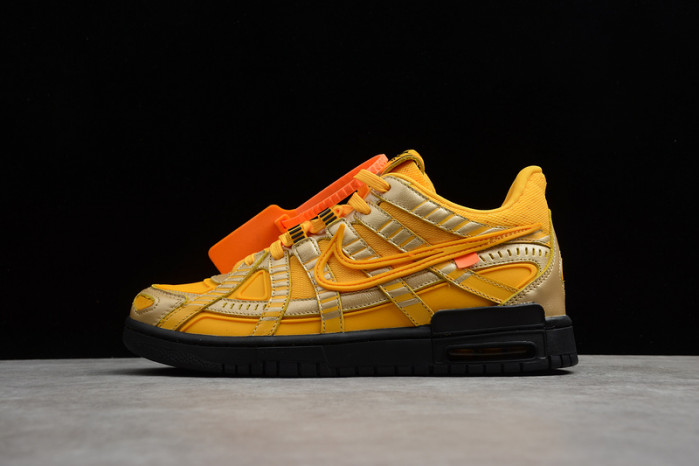 o-w x nike air rubber dunk “university gold cu6015-700