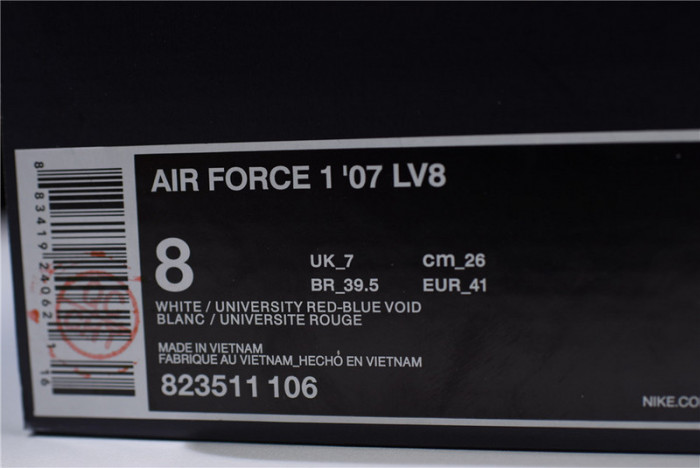 Nike Air Force 1 Low LV8 3D Chenille Swoosh White Red Blue 823511-106